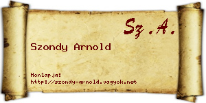 Szondy Arnold névjegykártya